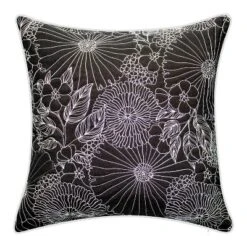 Embroidered Fine Line Floral With Welt Indoor/Outdoor Throw Pillow - Edie@Home -Throw Pillows Discount GUEST 46557fa3 b6c2 4bf2 afb5 c5c8521541a7