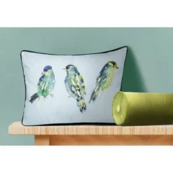 14"x24" Oversized Ribbon Embroidered Blue Birds Lumbar Throw Pillow Light Blue - Edie@Home -Throw Pillows Discount GUEST 4d07a15d ddde 448a 910a 0ae63f1e0f37
