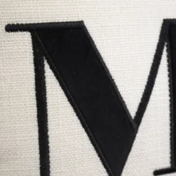 17"x17" Embroidered Poly Linen Square Throw Pillow Cream - Edie@Home