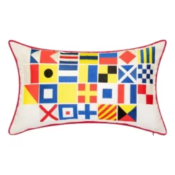 Embroidered Nautical Flags Rectangular Indoor/Outdoor Throw Pillow - Edie@Home: Weather-Resistant, Oxford Fabric, Zippered -Throw Pillows Discount GUEST 55200ae9 3d5f 4f43 833a 7bf89947f84b