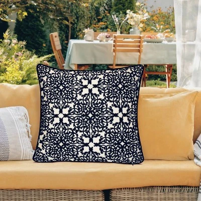 Embroidered Lacework With Piping Indoor/Outdoor Throw Pillow - Edie@Home 7 Embroidered Lacework With Piping Indoor/Outdoor Throw Pillow - Edie@Home - Image 5