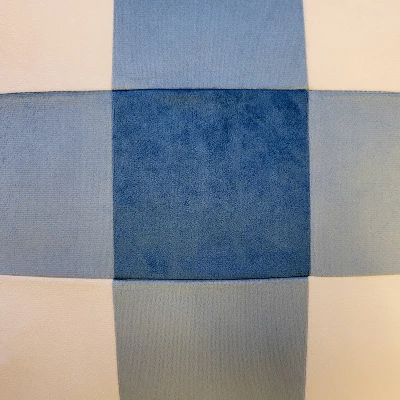 20"x20" Oversize Buffalo Check Color Blocked With Teddy Reverse Velvet Square Throw Pillow White/Blue - Edie@Home: Modern Indoor Decor 6 20"x20" Oversize Buffalo Check Color Blocked With Teddy Reverse Velvet Square Throw Pillow White/Blue - Edie@Home: Modern Indoor Decor - Image 4