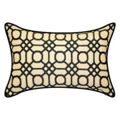 Embroidered Geometric Raffia Rectangular Indoor/Outdoor Throw Pillow - Edie@Home -Throw Pillows Discount GUEST 644073fd 626c 414f 81c8 0cb76f8180dd