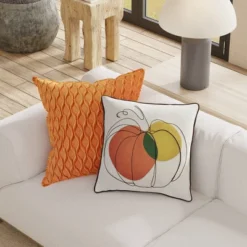 18"x18" Mod Pumpkin Square Throw Pillow Cover Woodstock - Edie@Home -Throw Pillows Discount GUEST 661a45bc 01c5 40c6 bebf a496336cf593