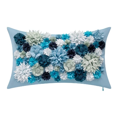 Embroidered Floral Bouquet Rectangular Indoor/Outdoor Throw Pillow - Edie@Home 8 Embroidered Floral Bouquet Rectangular Indoor/Outdoor Throw Pillow - Edie@Home - Image 6