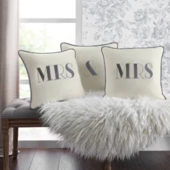 17"x17" Celebrations Embroidered Applique Square Throw Pillow Oyster - Edie@Home -Throw Pillows Discount GUEST 6f28e259 1d83 405f 8fcc c5e734f5de71