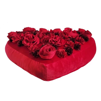 16"x16" Velvet Floral Heart Shaped Dimensional Decorative Square Throw Pillow - Edie@Home: Luxurious Indoor Accent 4 16"x16" Velvet Floral Heart Shaped Dimensional Decorative Square Throw Pillow - Edie@Home: Luxurious Indoor Accent - Image 2