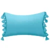 Embroidered Colorblock With Tassel Fringe Rectangular Indoor/Outdoor Throw Pillow Aqua - Edie@Home -Throw Pillows Discount GUEST 76438d04 2341 4be8 abe8 2d6daa5d8f7d
