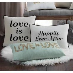 "Love Is Love" Embroidered Poly Velvet Square Throw Pillow White - Edie@Home -Throw Pillows Discount GUEST 7ba92490 a3f5 4c45 af70 82d92970dbee