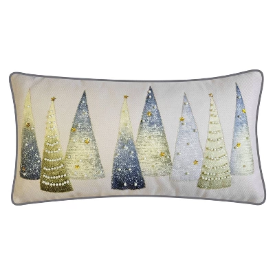 14"x26" Oversized Modern Christmas Trees With Pearls And Embroidery Lumbar Throw Pillow - Edie@Home 9 14"x26" Oversized Modern Christmas Trees With Pearls And Embroidery Lumbar Throw Pillow - Edie@Home - Image 7