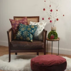 18"x18" Snowflakes Velvet Foil Printed Holiday Square Throw Pillow - Edie@Home -Throw Pillows Discount GUEST 911b0562 4681 4474 a956 a813b12c3b8c