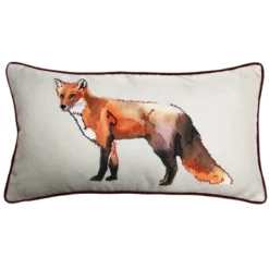 14"x26" Oversized Watercolor Fox Printed With Ribbon Embroidery Lumbar Throw Pillow - Edie@Home -Throw Pillows Discount GUEST 9216fb84 0e30 4cf3 96ab 94aa22e51255