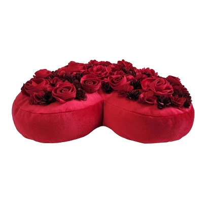 16"x16" Velvet Floral Heart Shaped Dimensional Decorative Square Throw Pillow - Edie@Home: Luxurious Indoor Accent 5 16"x16" Velvet Floral Heart Shaped Dimensional Decorative Square Throw Pillow - Edie@Home: Luxurious Indoor Accent - Image 3
