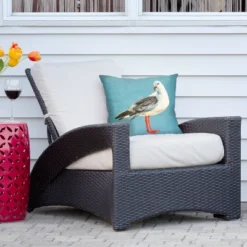 Embroidered Watercolor Seagull Rectangular Indoor/Outdoor Throw Pillow - Edie@Home: Weather-Resistant, Zipper Closure, Patio Decor -Throw Pillows Discount GUEST 924665cc 6969 4c3f b8c6 de3415ec1c51