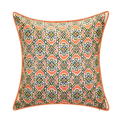 18"x18" Antique Tile Print Reversible Square Throw Pillow - Edie@Home 9 18"x18" Antique Tile Print Reversible Square Throw Pillow - Edie@Home - Image 7