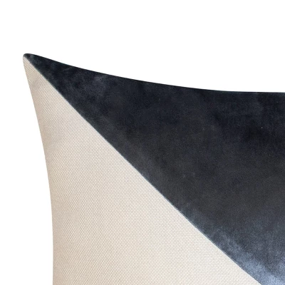 14"x21" Oversize Triangle Colorblock Decorative Lumbar Throw Pillow Blue - Edie@Home: Velvet, Feather-Filled, Zippered 5 14"x21" Oversize Triangle Colorblock Decorative Lumbar Throw Pillow Blue - Edie@Home: Velvet, Feather-Filled, Zippered - Image 3