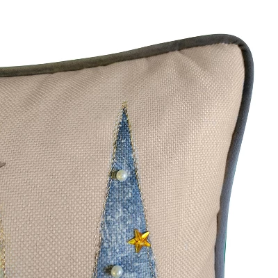 14"x26" Oversized Modern Christmas Trees With Pearls And Embroidery Lumbar Throw Pillow - Edie@Home 4 14"x26" Oversized Modern Christmas Trees With Pearls And Embroidery Lumbar Throw Pillow - Edie@Home - Image 2