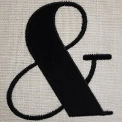 Embroidered "&" Square Throw Pillow Cream - Edie@Home