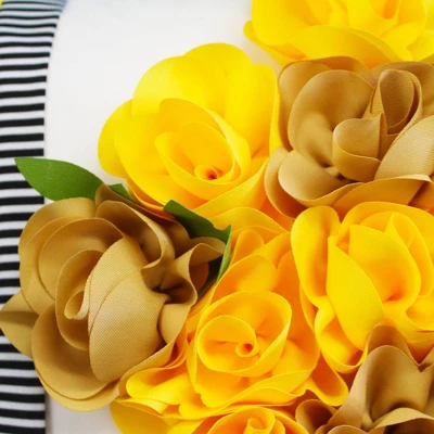 18" X 18" Striped Floral Roses Decorative Patio Throw Pillow - Edie@Home 4 18" X 18" Striped Floral Roses Decorative Patio Throw Pillow - Edie@Home - Image 2