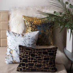 20"x20" Precious Metals Collection Printed Marble Square Pillow White - Edie@Home 8 20"x20" Precious Metals Collection Printed Marble Square Pillow White - Edie@Home -Throw Pillows Discount GUEST d13e862f ebe9 4eb3 b27e 4f2cea7a8a49