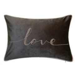 12"x18" Poly-Filled Beaded 'Love' Luxe Velvet Lumbar Throw Pillow - Edie@Home -Throw Pillows Discount GUEST db97638b 771d 4619 9041 d7a5c299ad25