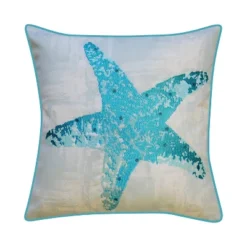 18"18" Edie@Home Embroidered Starfish With Metallic Detail Square Indoor Outdoor Throw Pillow Blue: Zipper Closure, Woven Polyester 11 18"18" Edie@Home Embroidered Starfish With Metallic Detail Square Indoor Outdoor Throw Pillow Blue: Zipper Closure, Woven Polyester -Throw Pillows Discount GUEST f5df4159 9f71 4afd a60a 5120abd00e29