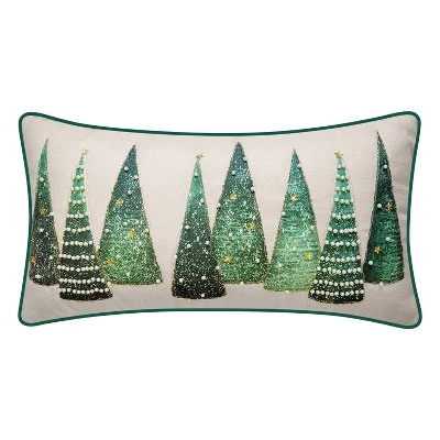 14"x26" Oversized Modern Christmas Trees With Pearls And Embroidery Lumbar Throw Pillow - Edie@Home 10 14"x26" Oversized Modern Christmas Trees With Pearls And Embroidery Lumbar Throw Pillow - Edie@Home - Image 8