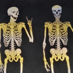 18"x18" Polly Fill Rocker Skeletons Square Throw Pillow Black/Gold - Edie@Home: Indoor Decorative Accent, Plush Polyester -Throw Pillows Discount GUEST fff3a196 5e70 4f6e 949b a7f41d501890